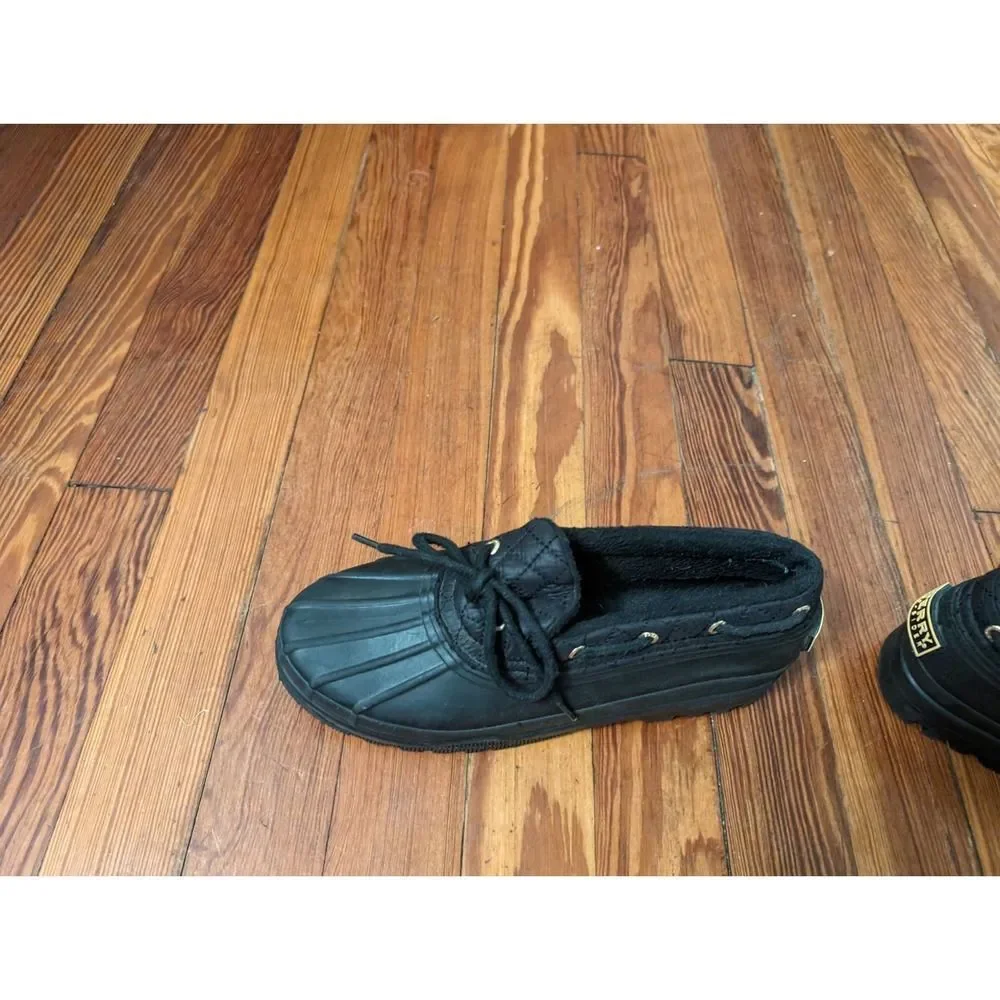 Sperry Top-Sider Black Rubber Low Duck Boots Shoes STS95272 Waterproof 6.5